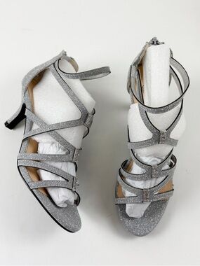 Bella Vita Karlette Dress Sandals Womens 6M Silver Glitter Heels Strappy NEW